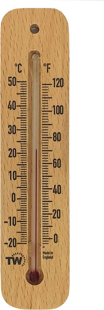 A wooden thermometer